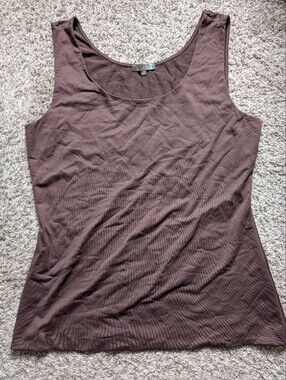 Judy P Women’s Brown Scoop Neck Spandex Shapewear Tank Top Sz L Made In USA